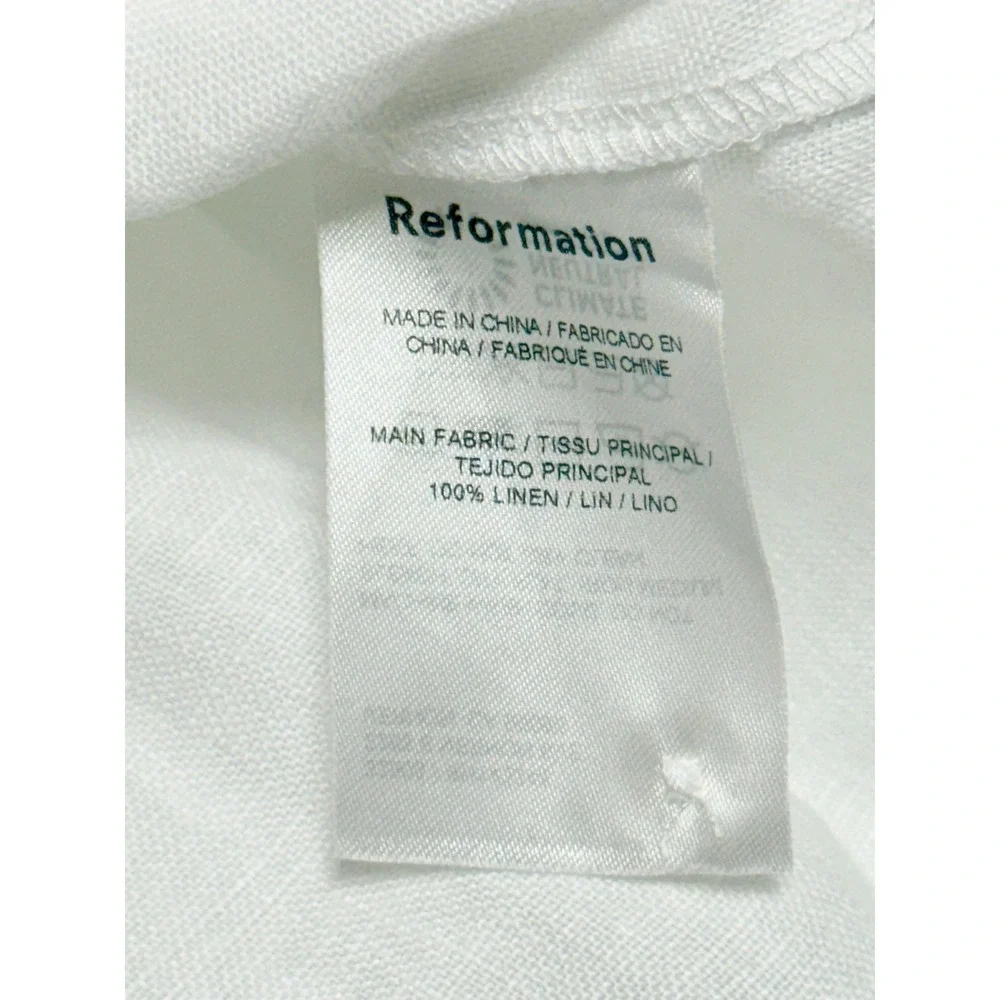 Reformation White 100% Linen 2 Piece Set XL Shirt and Large Wide Leg Pants Women
